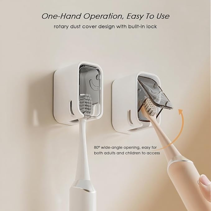 4PCS Toothbrush Holder Wall Mounted for Bathroom with Cover for Shower - Single Slot Toothbrush Dispenser Storage Organizer for Travel with Detachable Design