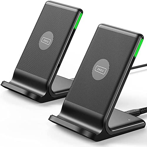 INIU Wireless Charger, [2-Pack] 15W Fast Wireless Charging Stand with Sleep-Friendly Adaptive Light Compatible with iPhone 17 16 15 14 13 12 Pro Max Plus Samsung Galaxy S22 S21 Note 20 etc