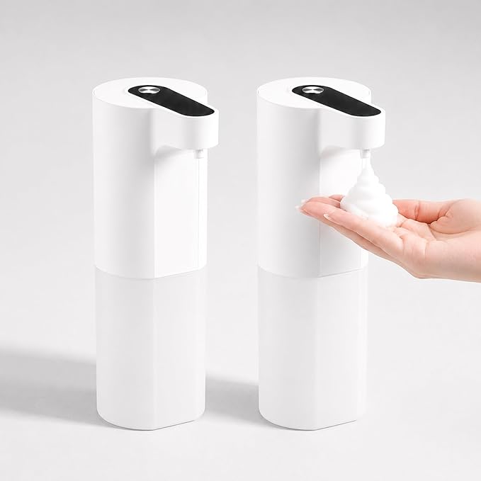 Automatic Soap Dispenser Touchless, Liquid & Foaming Soap Dispensers, USB Rechargeable Smart Hand Soap Dispenser, 3-Level Adjustable, 12.2oz/360ml (2 Pcs Foam Set White)