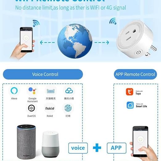 Smart Plug, WiFi Outlet Compatible with Alexa & Google Assistant, Outlet 16A/2200W Max, Home Automation, APP Remote Control, Timer&Schedule, No Hub Required, 2.4G Wi-Fi Only, 4 Pack