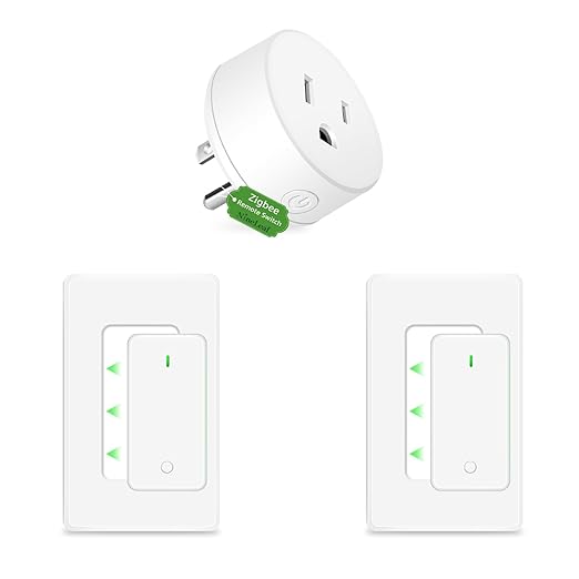 NineLeaf Zigbee Smart Outlet w Remote Control, Wireless Plug,Zigbee Hub Required, 500ft, APP & Voice Control, Compatible with Alexa & Google Home, Timer & Schedule, 2 Switches+1 Outlet