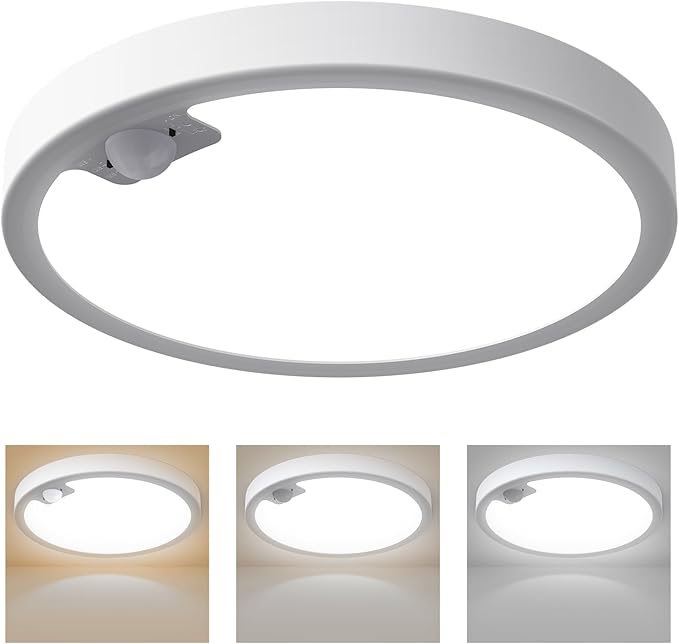 KEPLUG Wired Motion Sensor Ceiling Light Fixture-Motion Sensor Light Indoor 18W/1500LM,Closet Lights Motion Sensored Shower Light for Bathroom Hallway Stair Pantry Porch Garage 3 Color Temperature