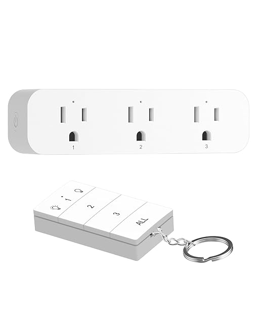 DEWENWILS Remote Control Outlet with 3 Independent Control Sockets, Compact Wireless Remote Outlet Switch Plug, 100FT Range, 15A/1875W, Battery Included, White