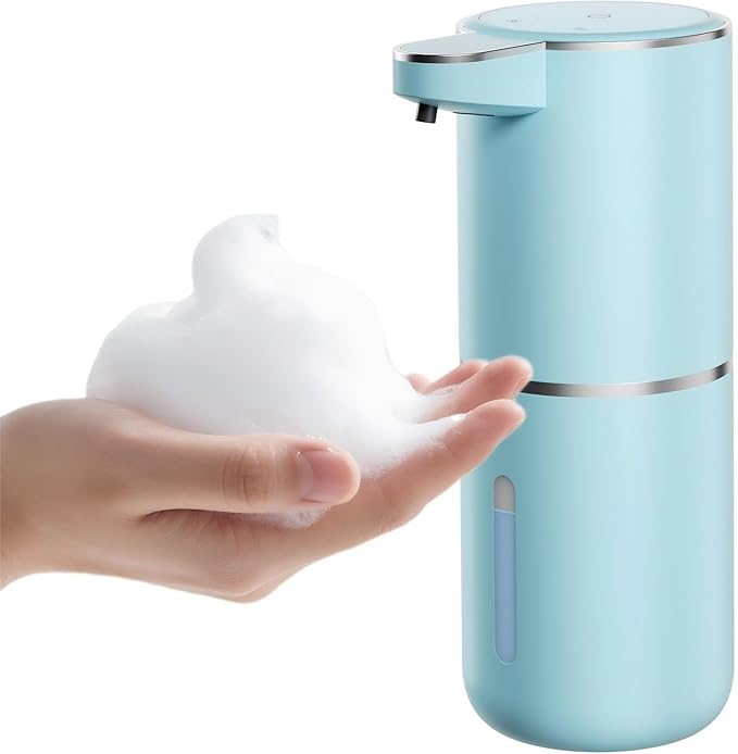 P11 Seafoam Green Automatic Foaming Soap Dispenser, Touchless Sensor for Aesthetic Bathroom Decor, 4-Level Adjustable, USB-C Rechargeable 380ml, Wall Mounted or Countertop for Kitchen and Bathroom
