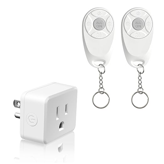 Greencycle Remote Control Outlet,2 Wireless Light Switches and 1 Outlet Plug,Remote Outlets Switch,No Wiring Needed,500ft Range Coverage,15A/1500W for Lamps,Fans,TV,FCC Certified, White