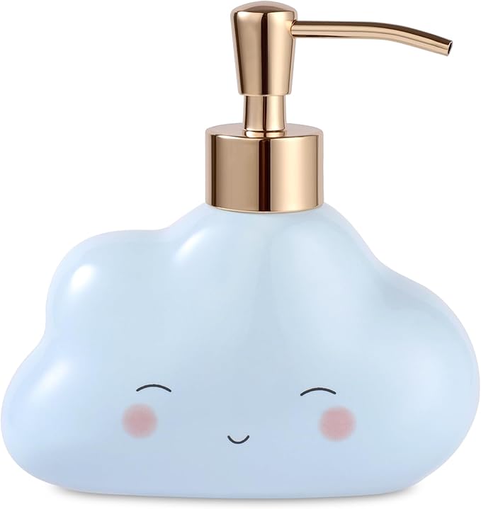 Cute Cloud Shape Soap/Hand Sanitizer Metal Pump Dispenser, Refillable for Bathroom Accessories, Gifts for Kids (Blue)