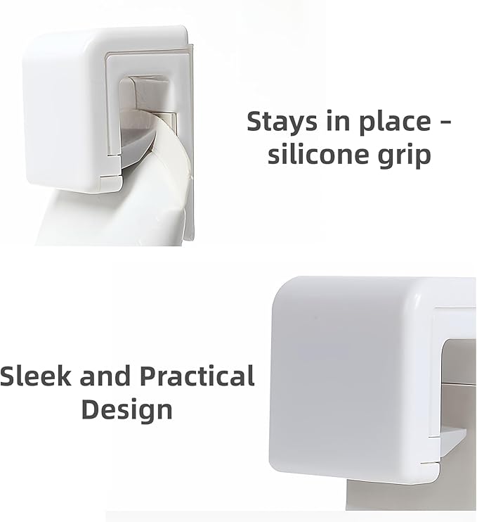 4 Pack Toothpaste Holder by JM.JEEMI, Toothpaste Clips for Bathroom, Tooth Paste Organizer Holder Gripper for Face Cream Tubes with 1 Toothpaste Squeezer - Wall Mounted, White, Small