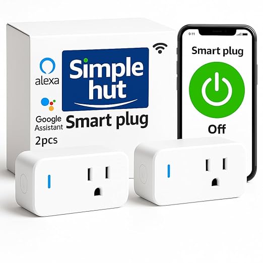 Compact Smart Plug, Works with Alexa & Google Assistant, Smart Life App & Voice Control, Energy Monitoring, Timer Scheduling, No Hub Required, App Remote Control, 2.4 GHz WiFi Outlet, 2-Pack