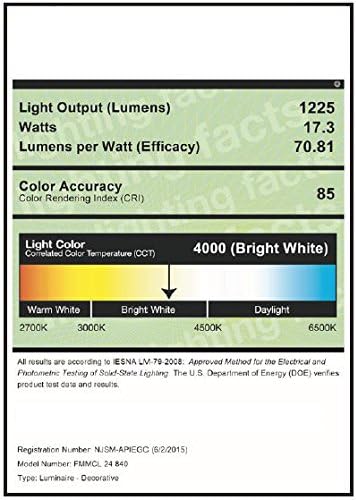 Lithonia Lighting FMMCL 24 840 S1 M4 LED Flush Mount Closet Light with Pull Chain, White, 24"