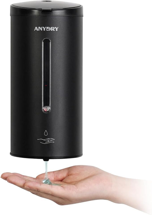 anydry Touchless Automatic Liquid Soap Dispense Wall Mount 25oz Large Capacity Stainless Steel for Commercial (Matte Black)