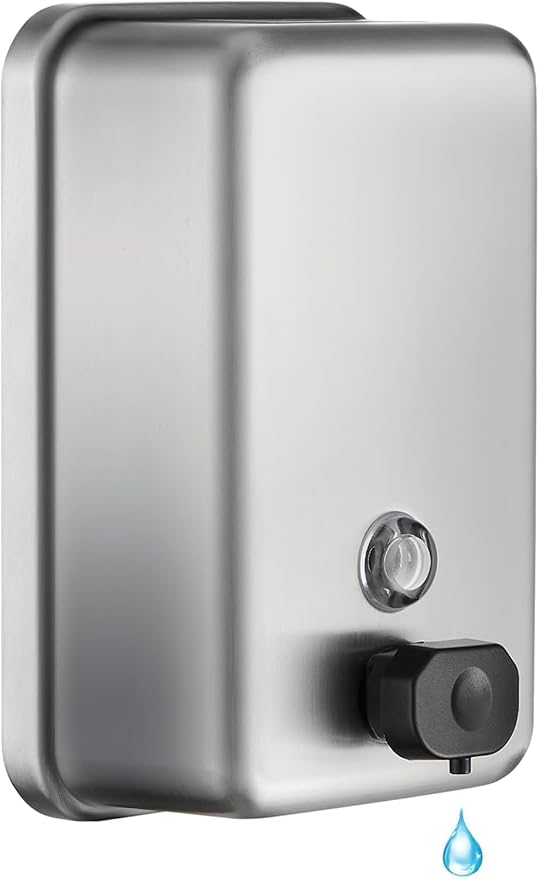 Commercial Wall Mount Soap Dispenser - Stainless Steel Bathroom Hand Soap 38.8oz Liquid - Anti-Leak Pump and Large Capacity Brushed Refillable