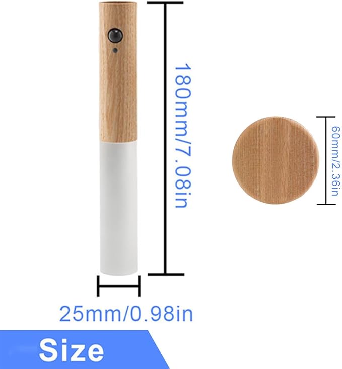 LANDGOO LED Wall Sconces Motion Sensor Lights Portable 360° Lamps Battery Operated Rechargeable Warm Vanity Lighting Fixture Modern for Living Room Bedroom (White Ash Wood 1PC)