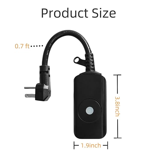 5GHz &2.4 GHz Outdoor Smart WiFi Plug Outlet,IP44,15 Amps,One Grounded Outlet, Wireless Remote, Alexa Smart Plugs and Google Home Assistant, ETL Listed,Black(1 Pack)