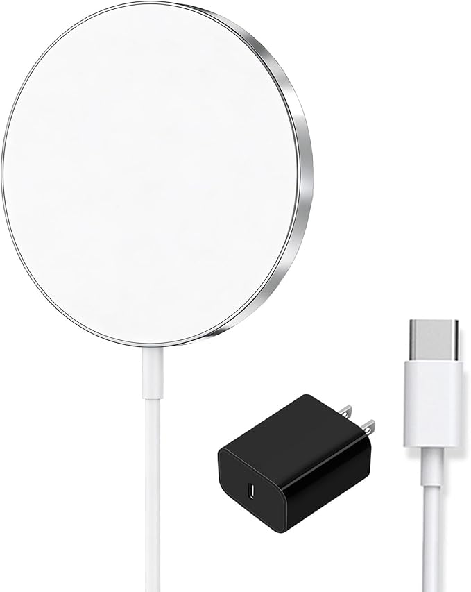 for MagSafe Charger, Magnetic Wireless Charging Pad for iPhone 17/17 Pro/17 Pro Max/Air/16 15 14 13 12 Pro Max Plus mini/AirPods 2 3 Pro, Strong Magnet, Aluminum Alloy, USB-C/A Ports(Silver V2)