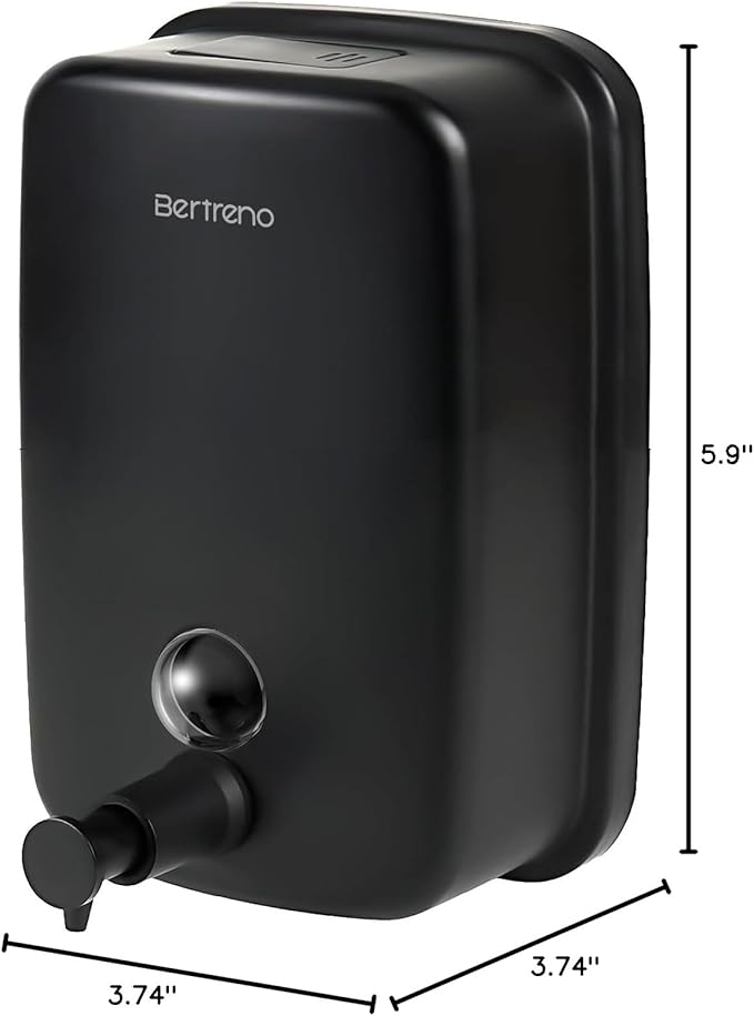 Commercial Soap Dispenser Wall Mount Stainless Steel Soap Dispensers Liquid Manual Anti-Leak Pump Hand Soap Dispenser for Bathroom Kitchen Black (17 fl.oz./500ml)