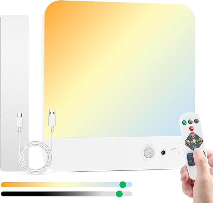 Bojim Rechargeable Remote Control Battery Operated Motion Sensor Ceiling Light Indoor, Brightness Dimmable 3 Colors No Wiring Magnetic Overhead Shower Lighting for Closet Bedroom Pantry Garage