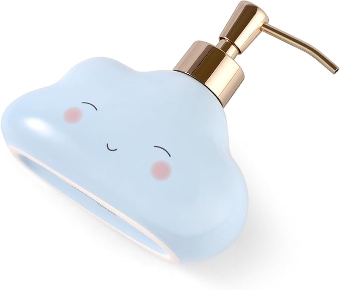 Cute Cloud Shape Soap/Hand Sanitizer Metal Pump Dispenser, Refillable for Bathroom Accessories, Gifts for Kids (Blue)