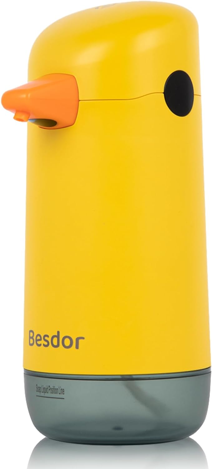 Besdor Automatic Soap Dispenser, Yellow Duck Cute Touchless Soap Dispenser, Infrared Sensor, Battery Powered, for Bathroom Kitchen