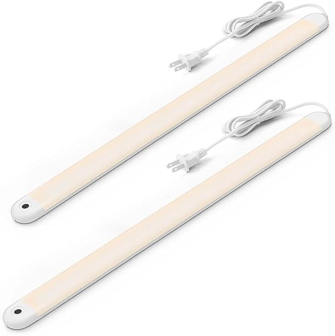 MYPLUS 24" Under Cabinet Lighting, 2pcs Hand Wave Sensor Under Counter Lights for Kitchen, 600LM Bright LED, 5 Color Temps, Dimmable Under Cabinet Lights Plug in for Desk,Sink,Workbench