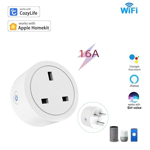 Homekit Smart Plug Outlet Works with Apple Homekit,Siri Voice Control,Timer Function,UK,16A