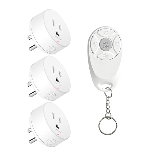 Remote Control Outlet,Greencycle Remote Light Switch and 3 Plugs,Wireless Light Switch,500ft Range,No Wiring Needed,15A/1500W for Household Appliances,FCC Certified,White