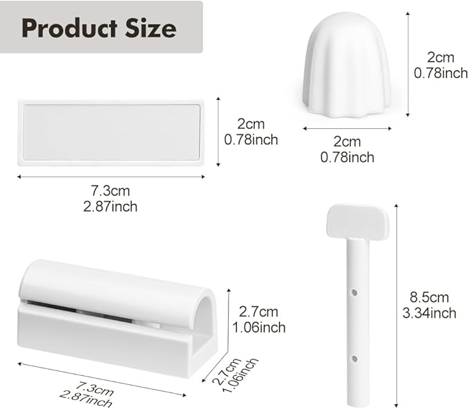 Set of 4 Toothpaste Squeezer Rollers Magnetic wall-Mounted, Comes with 2 Silcone Toothpaste Cap for Tube Cosmetics, Tube Ketchup etc Dispenser, Simple and Practical, Kid Friendly