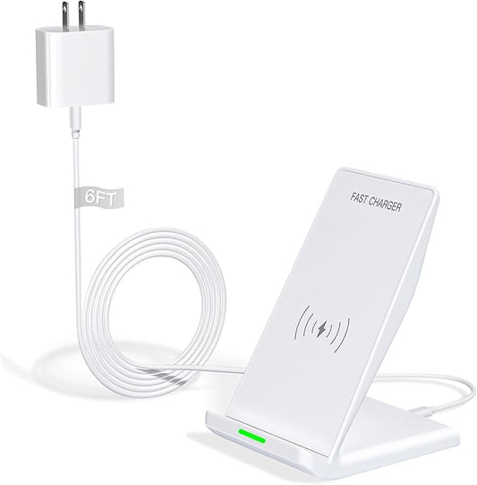 15W Wireless Phone Charger Stand,6FT Fast Android Wireless Charger Station for iPhone 17/17 Air/17 Pro Max/15/14/13, 15W Fast Charging for Samsung Galaxy S23 S22 S21 with 20W USB C Charging Block Cube