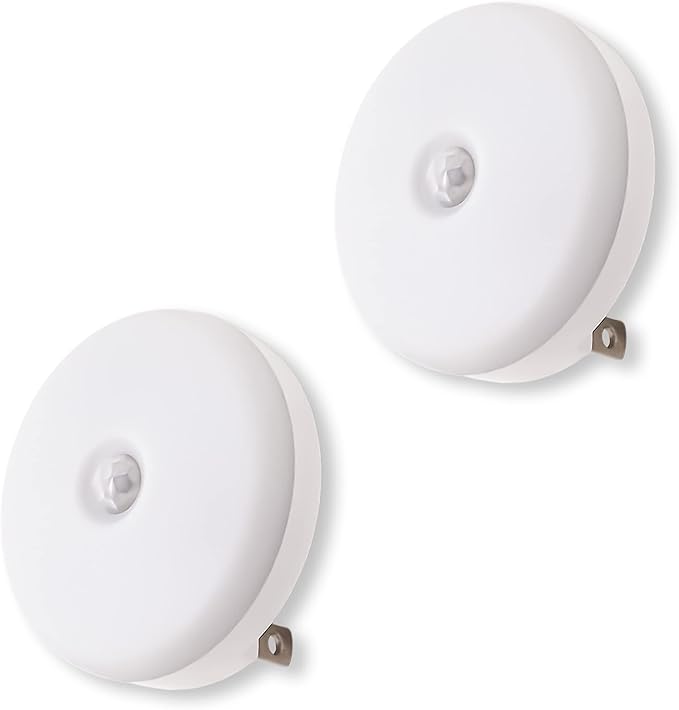 LED Motion Sensor Night Light, Sensor Night Light Plug in, Motion Nightlight Plug into Wall, Energy Efficient, Cool White Night Light for Bathroom, Bedroom, Kitchen, Hallway, Stairway, 2 Pack