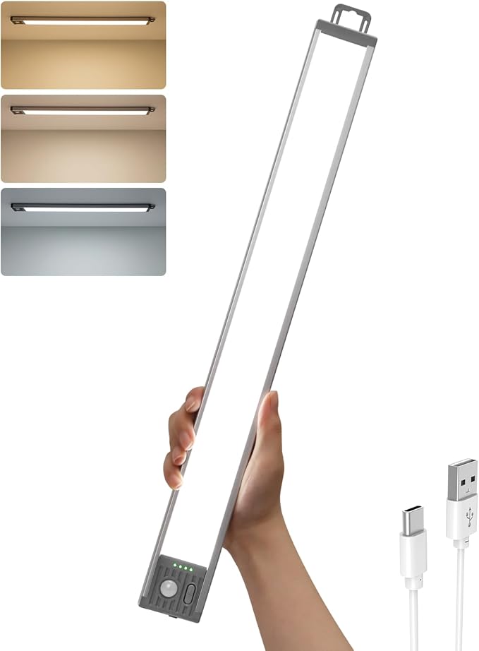 GOODEA 17.5Inch Under Cabinet Lighting, 4500mAh Rechargeable Battery Motion Sensor Light Indoor, Wireless Under Cabinet Lights for Kitchen, Closet(1 Pack,17.5 inch)