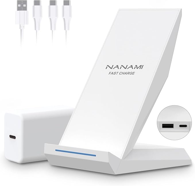 Fast Wireless Charging Stand, Equipped with PD 30W Adapter, High Speed Universal Charger with Extra USB-A Port Compatible with iPhone 17/16/15/14/13/12/11, for Samsung Galaxy S26/S25/S24/S23/S22