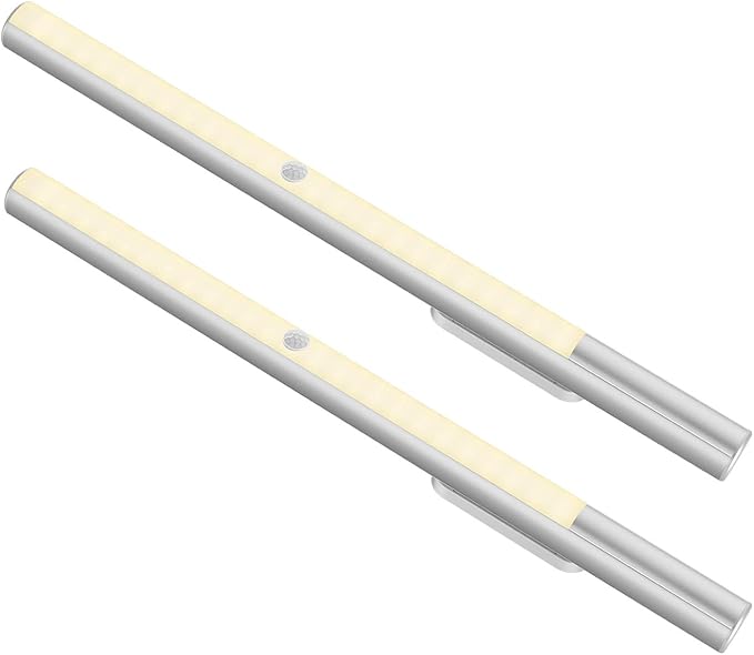 Alivation LED Under Cabinet Lighting with Motion Sensor & Rechargeable 4500 mah Battery Powered Light, Stick on Lights for Kitchen Counter/Closet/Stairs,Adjustable Brightness, 4000K Warm White (2Pack)