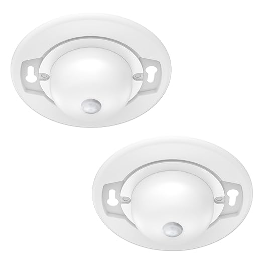 Energetic 4.7 Inch Motion Sensor Closet Ceiling Lights, LED Under Cabinet Lights Wired, Flush Mount Ceiling Lighting Fixtures for Bedroom, Kitchen, Hallway, Wet Location, 120V, 4000K, White, 2 Pack