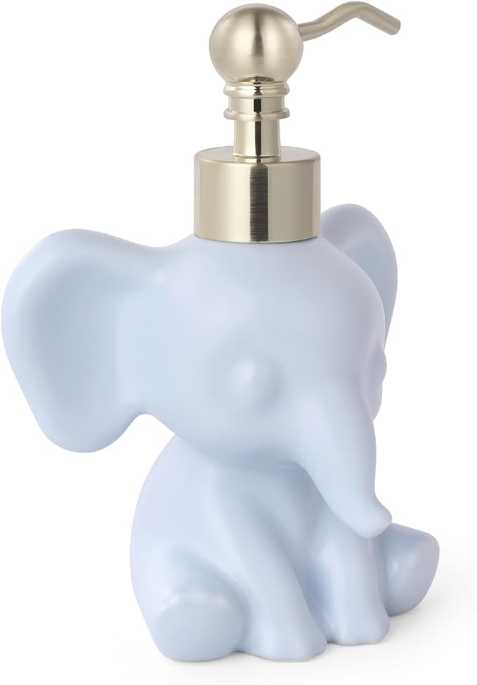 Cute Elephant Shape Soap/Hand Sanitizer Metal Pump Dispenser, Refillable for Bathroom Accessories, Gifts for Kids (Matt Blue)