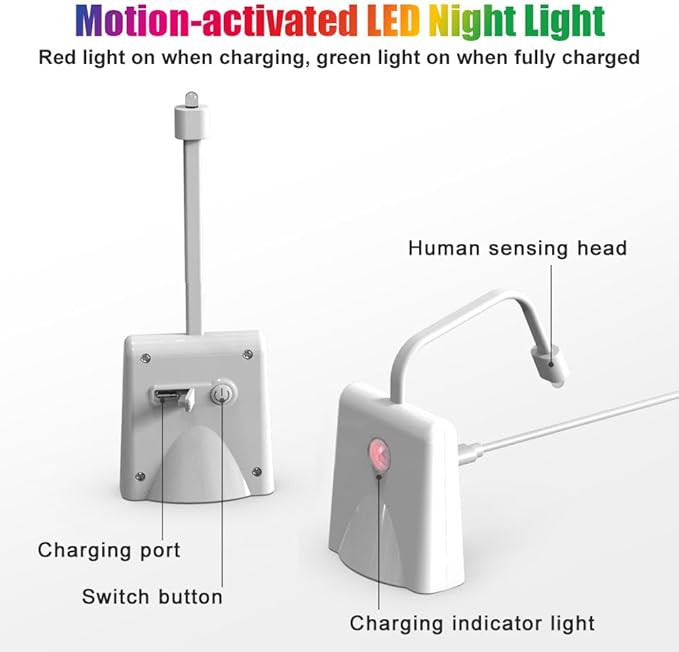 HOTUT Toilet Night Lights, 2PCS Motion Sensor with Star Projector, USB Rechargeable 16 Colors Changing LED Bowl Lights, Bathroom Accessories Decor, Funny Gift for Men, Women, Kids
