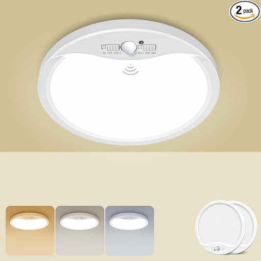 zemty 2Pack 9inch Motion Sensor Ceiling Lights Wired,18W 1800lm 3CCT/3 Mode/30-120s Timer, Bright White LED Flush Mount Light Fixture Motion Activated for Closet Pantry Hallways Stairwells Garage
