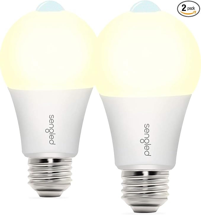 Sengled Motion Sensor Light Bulbs, A19 LED Dusk to Dawn Bulbs 3000K Soft White, Motion Activated Indoor Outdoor Light Bulbs 8.8W (60W Equivalent) 800 Lumens for Porch, Garage, Hallway, 2 Pack