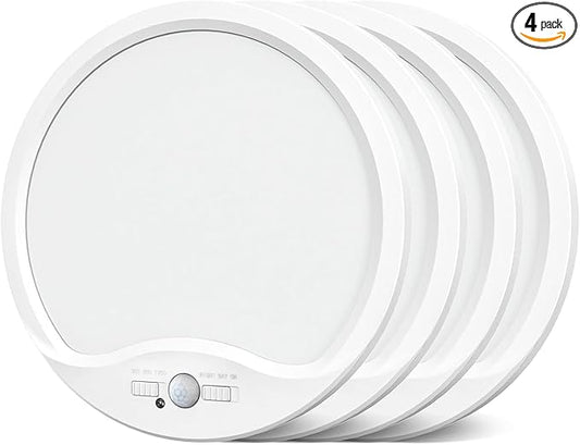 zemty 4 Pack 9 Inch Motion Sensor Ceiling Lights Wired, 18W 1800lm 3CCT/3 Mode/30-120s Timer, Bright White LED Flush Mount Light Fixture Motion Activated for Closet Pantry Hallways Stairwells Garage