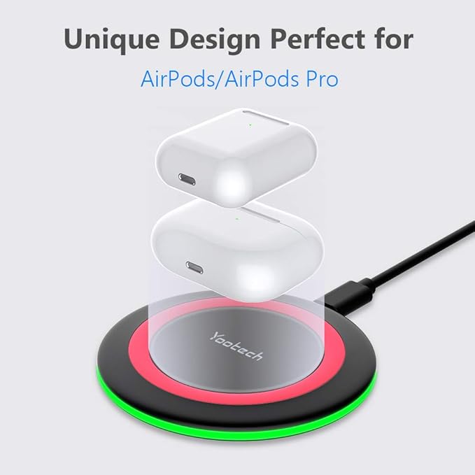Yootech Wireless Charger,10W Max Wireless Charging Pad Compatible with iPhone 17/17 Pro/17 Pro Max/Air/16/15/14/13/SE 2022/12/11,Samsung Galaxy S25/S24/S23,for AirPods Pro 3(No AC Adapter)