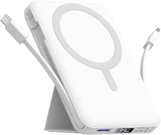 Azmuth for MagSafe Portable Charger, 10000mAh Magnetic Power Bank with 20W PD USB-C Fast Charging LED Display for MagSafe Battery Pack, Magnetic Travel Charger for iPhone 17/16/15/14/13/12 Series