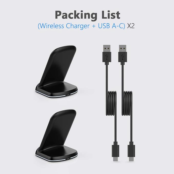 Yootech [2 Pack] Wireless Charger,10W Max Wireless Charging Stand,Compatible with iPhone 17/17 Pro/17 Pro Max/Air/16/15/14/13/SE 2022/12/11/X/8,Galaxy S25/S24/S23(No AC Adapter)