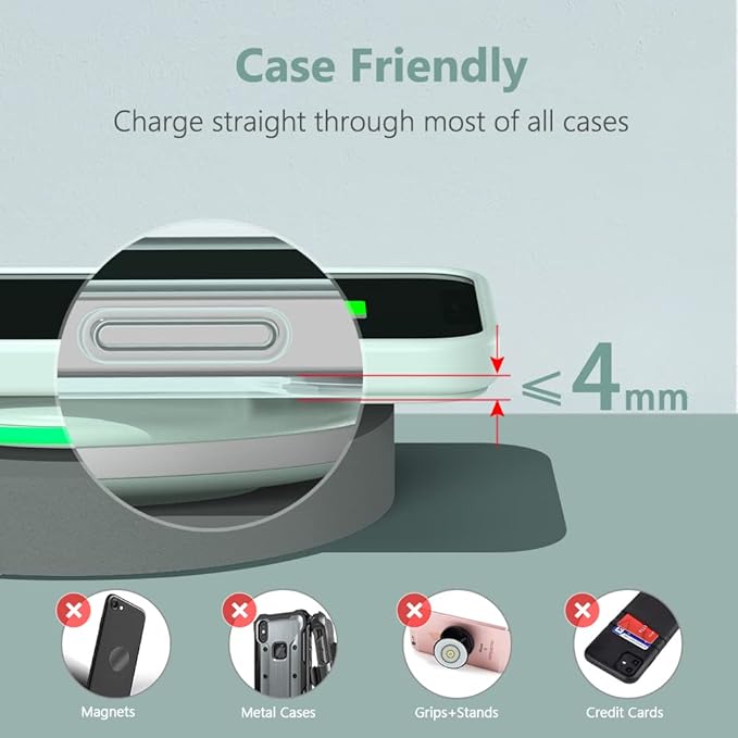 Yootech Wireless Charger,10W Max Wireless Charging Pad Compatible with iPhone 17/17 Pro/17 Pro Max/Air/16/15/14/13/SE 2022/12/11,Samsung Galaxy S25/S24/S23,for AirPods Pro 3(No AC Adapter)