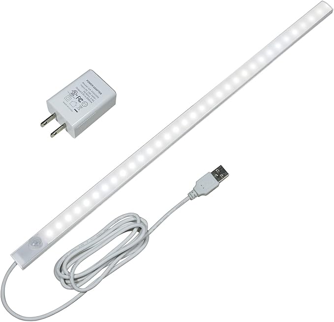 LED Motion Sensor Under Cabinet Lighting,17 inch USB Plug in LED Closet Light Bar, Under Counter Lights Night Light for Kitchen,Wardrobe,Closet,Cabinet,Cupboard,Cool White (6000K)