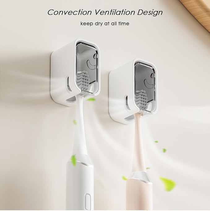 4PCS Toothbrush Holder Wall Mounted for Bathroom with Cover for Shower - Single Slot Toothbrush Dispenser Storage Organizer for Travel with Detachable Design