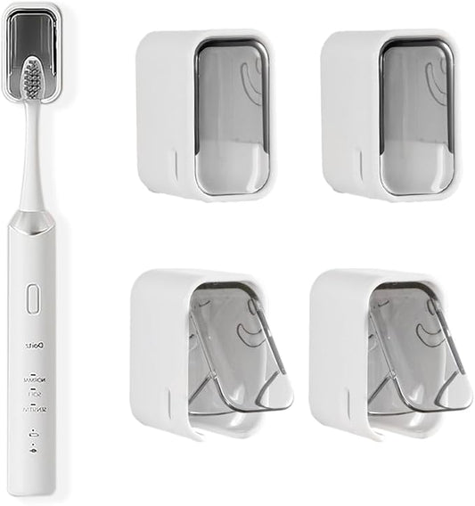 4PCS Toothbrush Holder Wall Mounted for Bathroom with Cover for Shower - Single Slot Toothbrush Dispenser Storage Organizer for Travel with Detachable Design