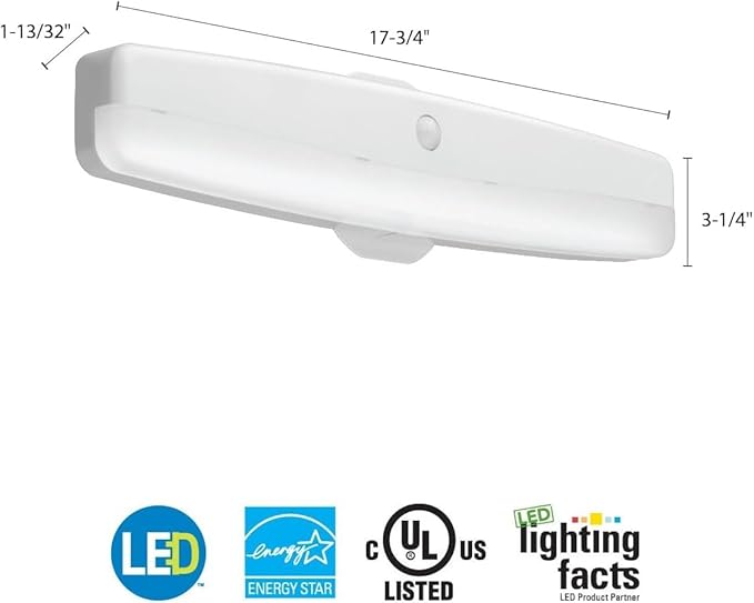 Lithonia Lighting LED Flush Mount Closet Light, 18 Inch Motion Sensor Closet Light Fixture for Bedroom, Bathroom, Storeroom, Pantry or Utility Room, Damp Rated, Hardwired (FMMCL 18 840 PIR M4)