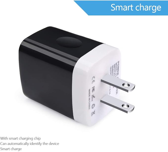 Wall Charger Plug, AILKIN USB Plug Wall, 3MultiPort Home Charger Station Cube Box Charger Outlet Base Brick Block Replacement for iPhone, iPad, and iWatch Charger Plug (Black)
