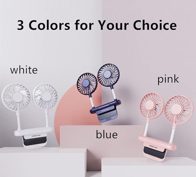 Desktop Fan, Monitor Clip on Fan with 2 Fan Heads, 3 Speeds Office Desk fan USB Powered Cooling Fan with Sturdy Adjustable Clamp, Strong Wind Quiet Personal USB Small Fan for Laptops, Desktop.