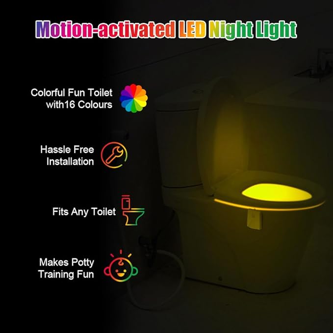 HOTUT Toilet Night Lights, 2PCS Motion Sensor with Star Projector, USB Rechargeable 16 Colors Changing LED Bowl Lights, Bathroom Accessories Decor, Funny Gift for Men, Women, Kids
