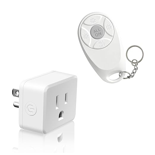Greencycle Remote Control Outlet,Wireless Light Switch and Outlet Plug,Remote Outlets Switch,No Wiring Needed,500ft Range Coverage,15A/1500W for Lamps,Fans,TV,FCC Certified, White