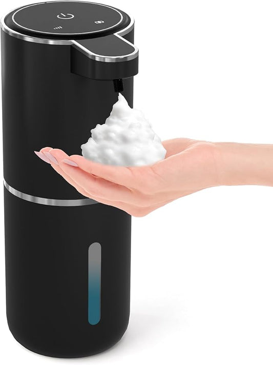 2 Pack Automatic Foaming Soap Dispenser,Touchless Foam Soap Dispenser,12.8oz Rechargeable Wall Mounted Smart for Bathroom and Kitchen Dish Soap,Easy for Toddlers(Black)